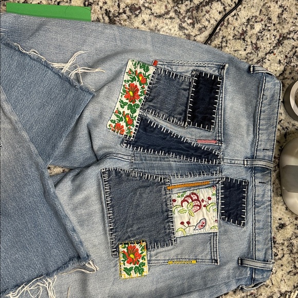 Free People Vintage, Patchwork Jeans. Sz 27 - Picture 8 of 9